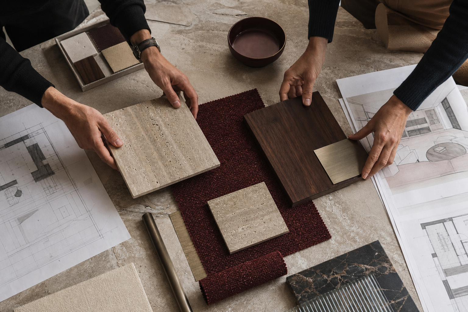 Selezione di materiali per un progetto d'interni
